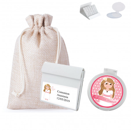 Limes à ongles avec miroir et sac personnalisé pour communion