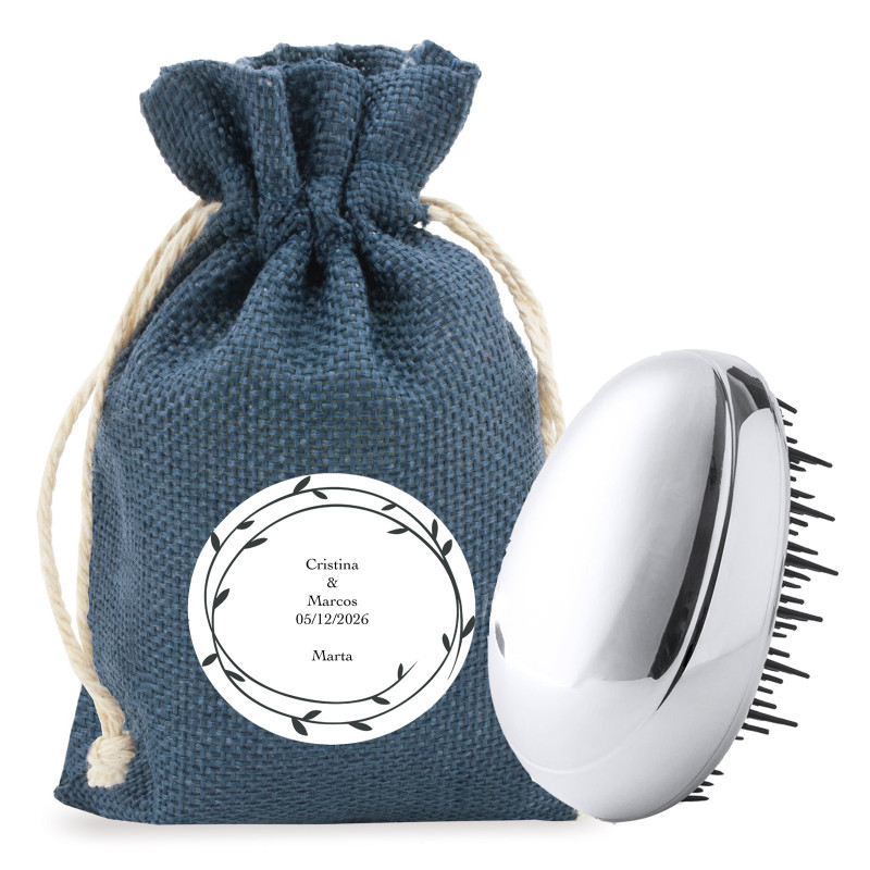 Brosse anti-noeuds avec sac et adhésif personnalisé