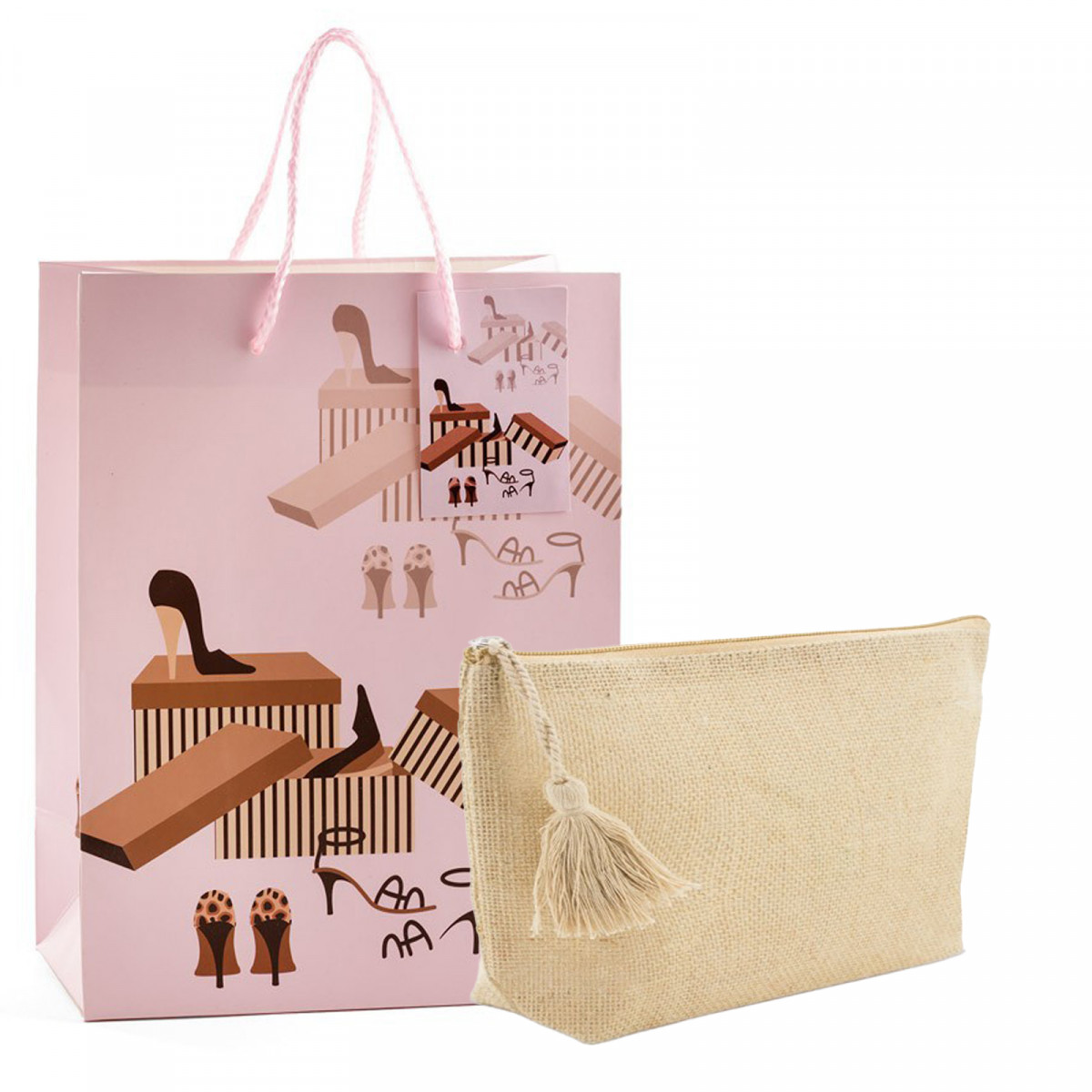 Nécessaire en jute avec sac pour cadeau