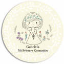 Autocollant rond personnalisé de première communion pour fille