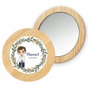 Miroir en bois avec autocollant de communion personnalisé dans un sachet en organza