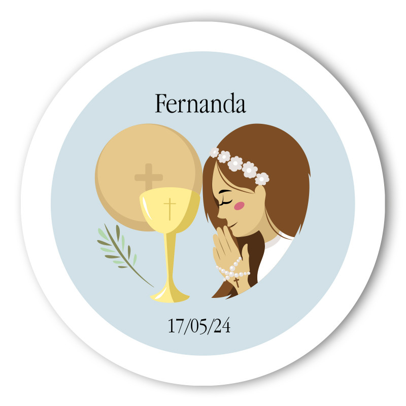 Autocollant rond pour détails de communion pour filles, 3 cm