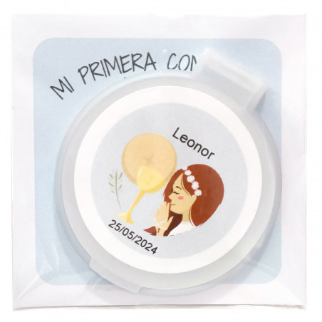 Miroir personnalisé pour communion avec sac transparent et carte personnalisée