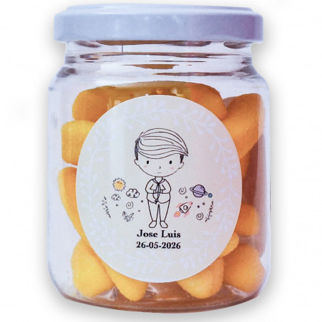 Pot de bonbons personnalisés pour la communion d un enfant