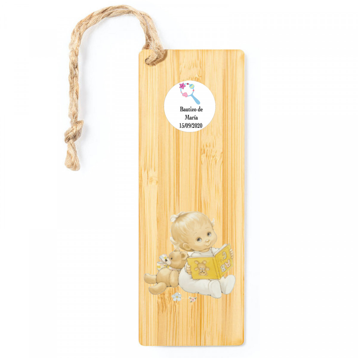 Marque page baptême original en bambou