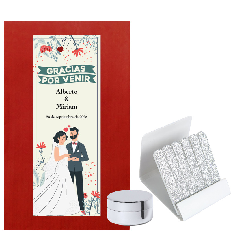 Baume à lèvres et limes à ongles avec enveloppe et autocollant pour cadeaux de mariage
