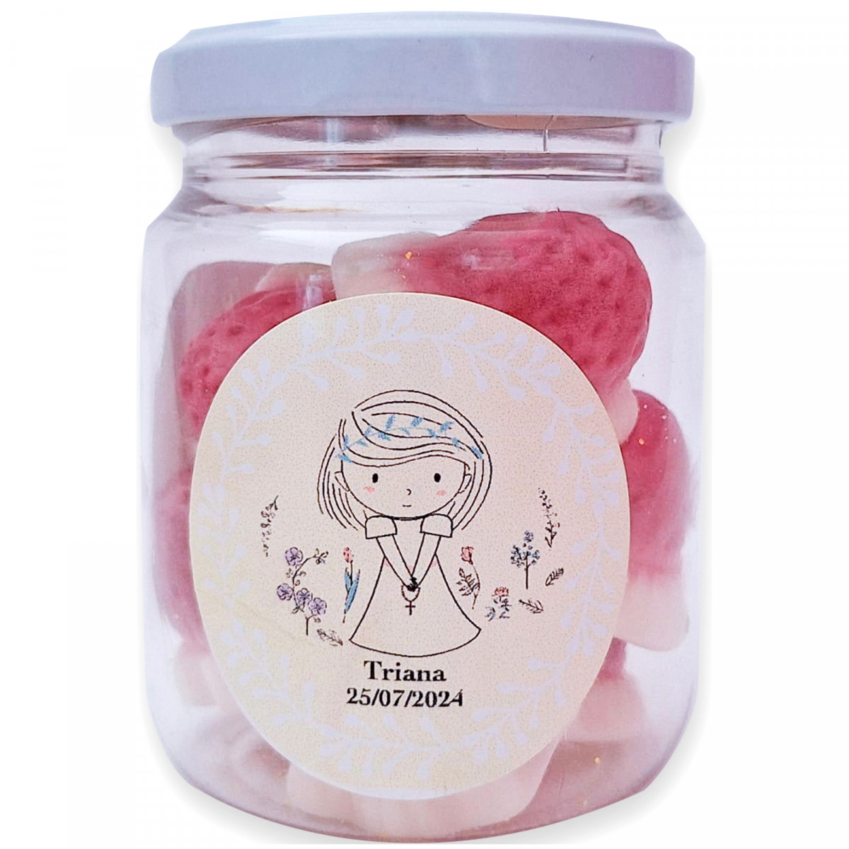 Pot de bonbons pour communion de fille