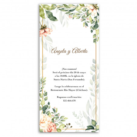 Invitation allongée avec des fleurs pour des événements