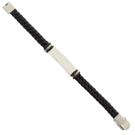 Bracelet tressé avec plaque en argent et boîte personnalisée avec adhésif