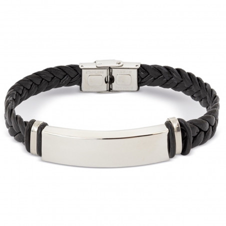 Bracelet tressé avec plaque en argent et boîte personnalisée avec adhésif