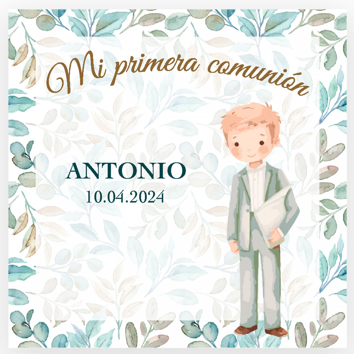 Carte de première communion personnalisée pour garçons