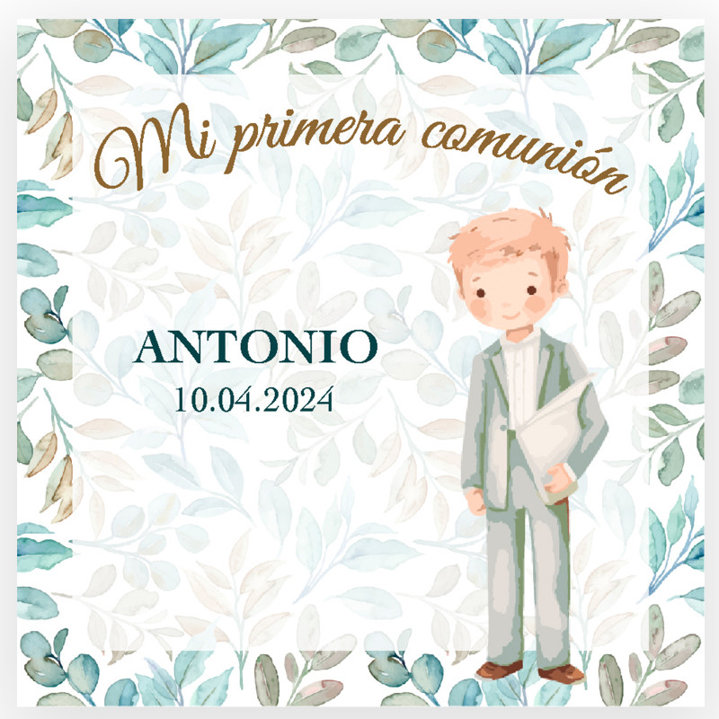 Carte de première communion personnalisée pour garçons