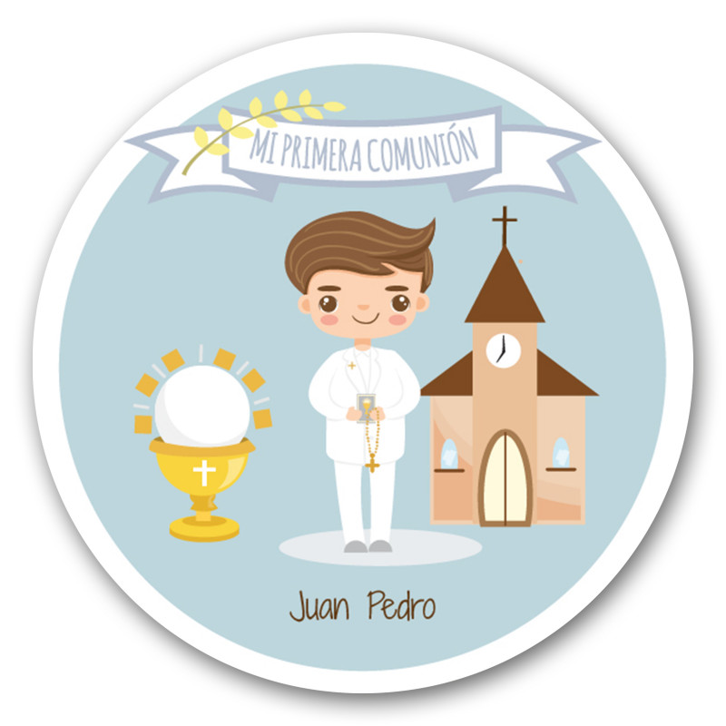 Autocollant de communion personnalisé pour garçons