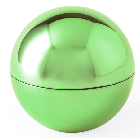 Baume à lèvres en forme de sphère avec boîte et autocollant personnalisé