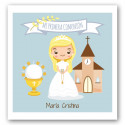 Chapelet dans un sac en tissu avec une carte de communion personnalisable