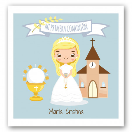 Chapelet dans un sac en tissu avec une carte de communion personnalisable