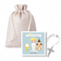 Chapelet dans un sac en tissu avec une carte personnalisable pour les enfants