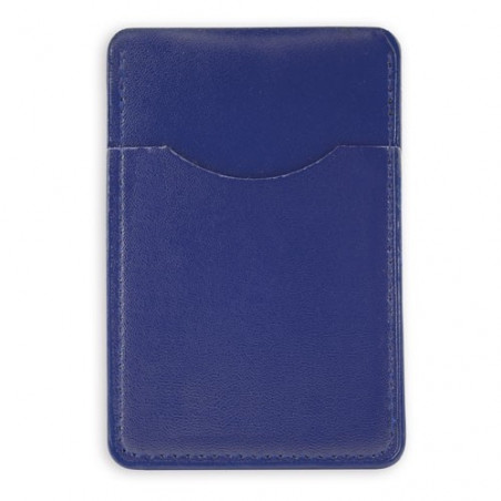 Porte-cartes portefeuille bleu présenté dans une enveloppe et personnalisé avec des autocollants de communion pour garçon