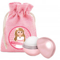 Brillant à lèvres avec protection solaire présenté dans un sachet rose avec autocollant de communion