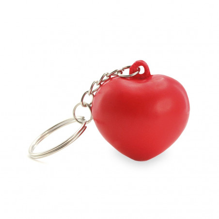 Porte-clés en forme de cœur et dragées dans un sac rouge avec adhésif personnalisé