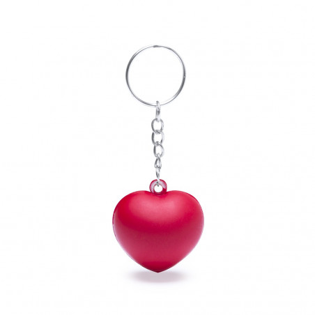 Porte clés coeur et confiserie en sachet rouge avec adhésif personnalisé