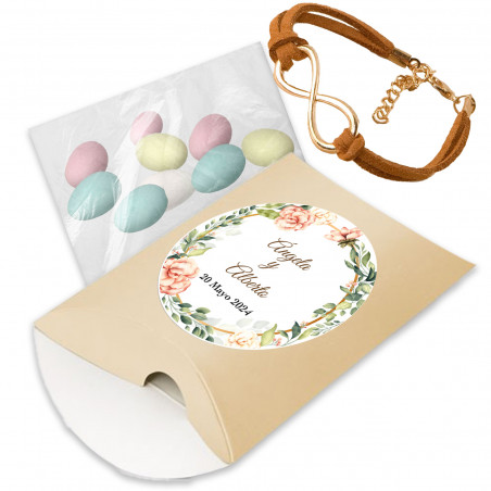 Bracelet infini doré avec des dragées aux amandes à offrir