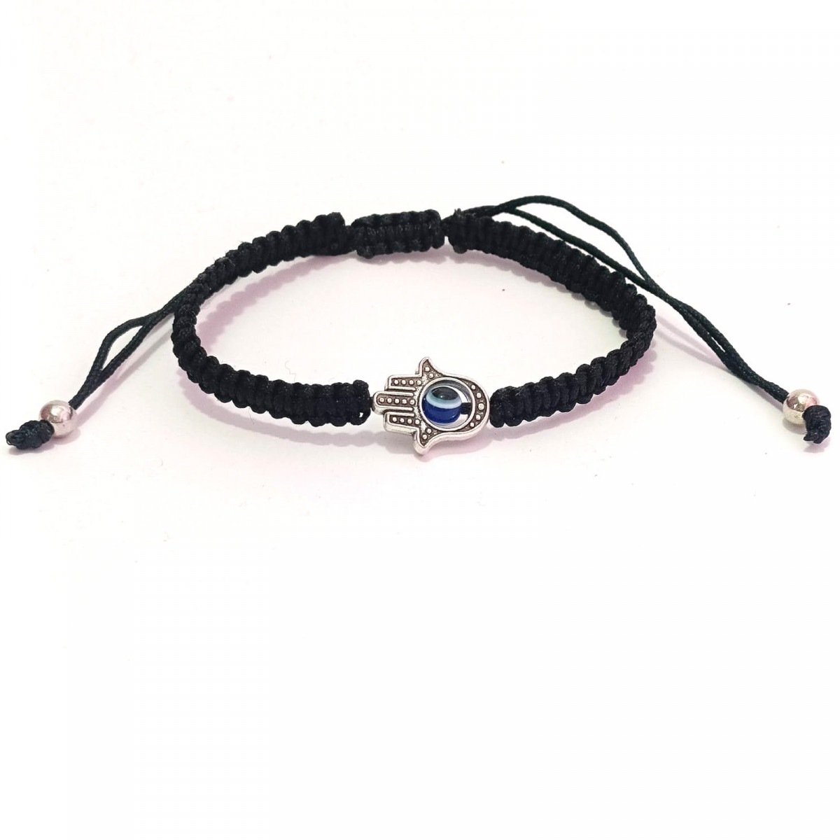 Bracelet main de Fatima avec œil turc et cordon noir