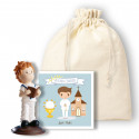 Figurine enfant communion dans un sac cadeau avec carte personnalisable