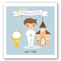 Figurine d enfant de communion dans une pochette cadeau avec carte personnalisable