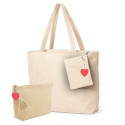 Sac et trousse avec porte-clés en forme de cœur