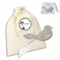 Marque page en forme d oiseau dans un sac en coton avec autocollant personnalisé pour communion