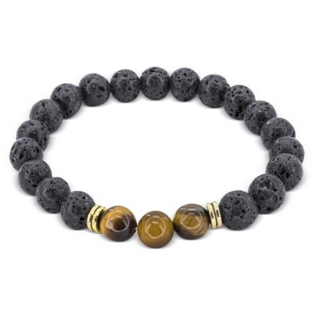 Pot en terre cuite avec des graines et bracelet en pierre volcanique comme cadeau