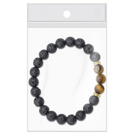 Pot en terre cuite avec des graines et bracelet en pierre volcanique comme cadeau