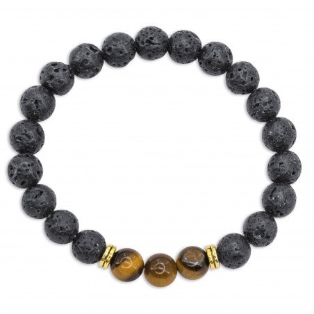 Pot en terre cuite avec des graines et bracelet en pierre volcanique comme cadeau