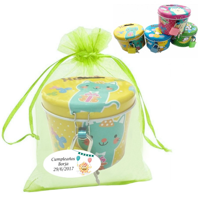 Tirelire Cadeau Anniversaire DIY à Tirer - Boîte Noire Et Dorée 12x12 Cm - Avec 100 Pochettes Transparentes Et Autocollants Chiffres