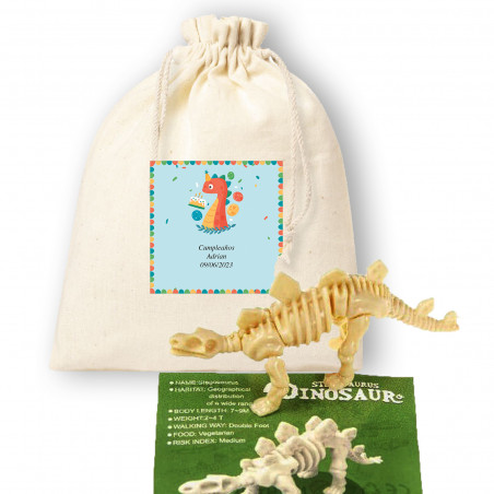 Puzzle dinosaure dans un sac avec un autocollant personnalisé