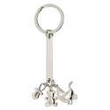 Porte clés avec breloques bébé dans un sachet rustique avec étoiles roses et adhésif personnalisé