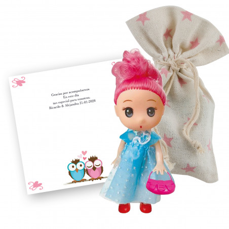 figurine communion fille sac tissu avec carte personnalisable