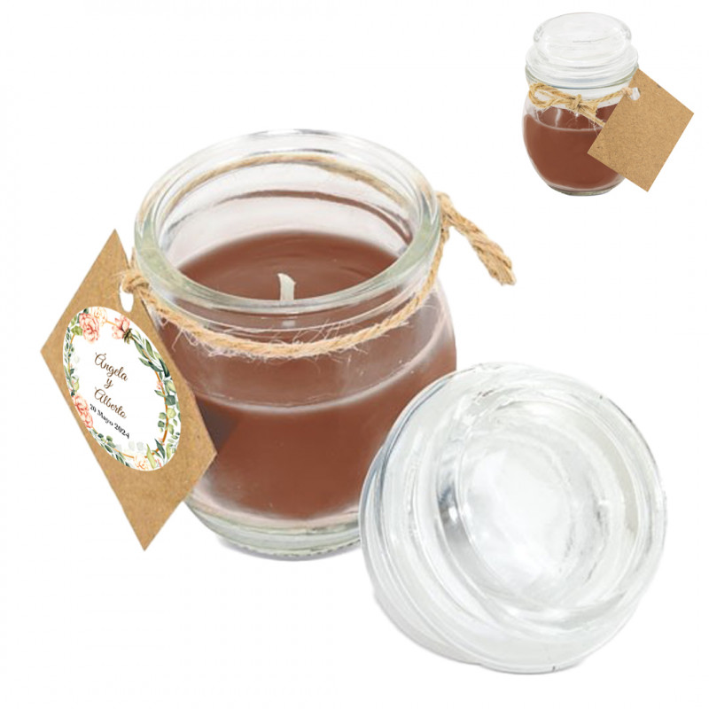 Bougie aromatique au parfum de café avec autocollant personnalisé pour événements