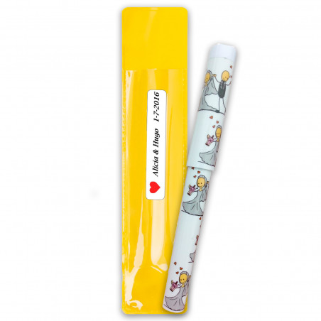 Stylo de mariage dans un étui avec un autocollant personnalisé pour les cadeaux de mariage