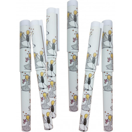 Stylo de mariage dans un étui avec un autocollant personnalisé pour les cadeaux de mariage