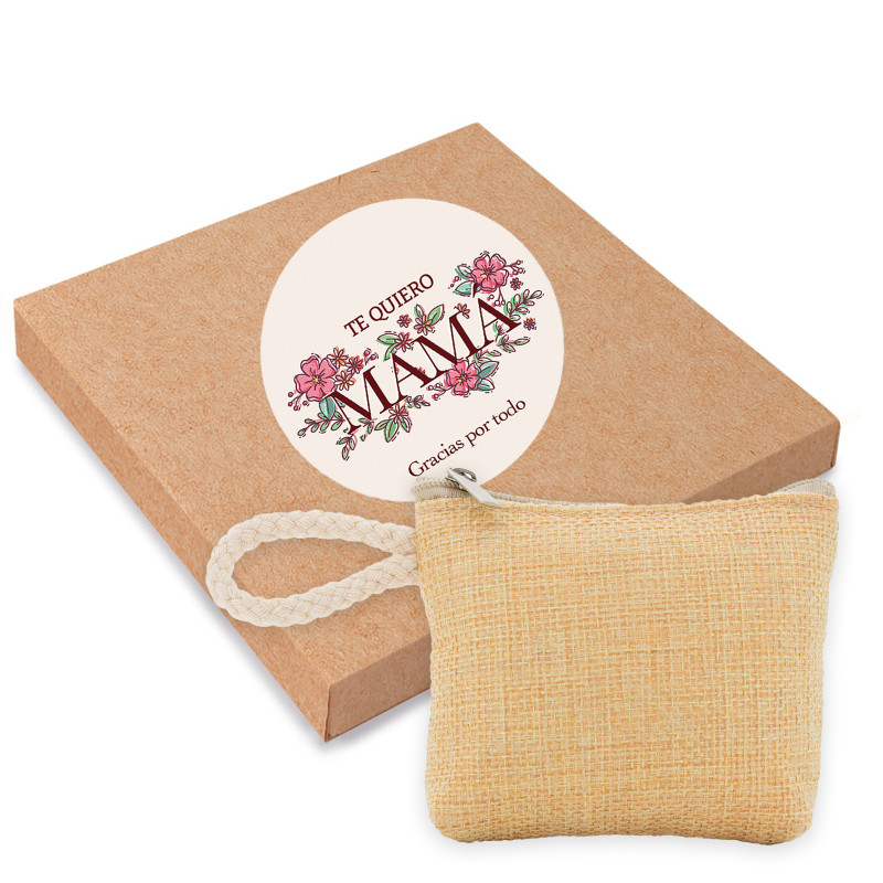 Sac à main dans une boîte décorée avec un autocollant personnalisé pour les cadeaux de la fête des mères