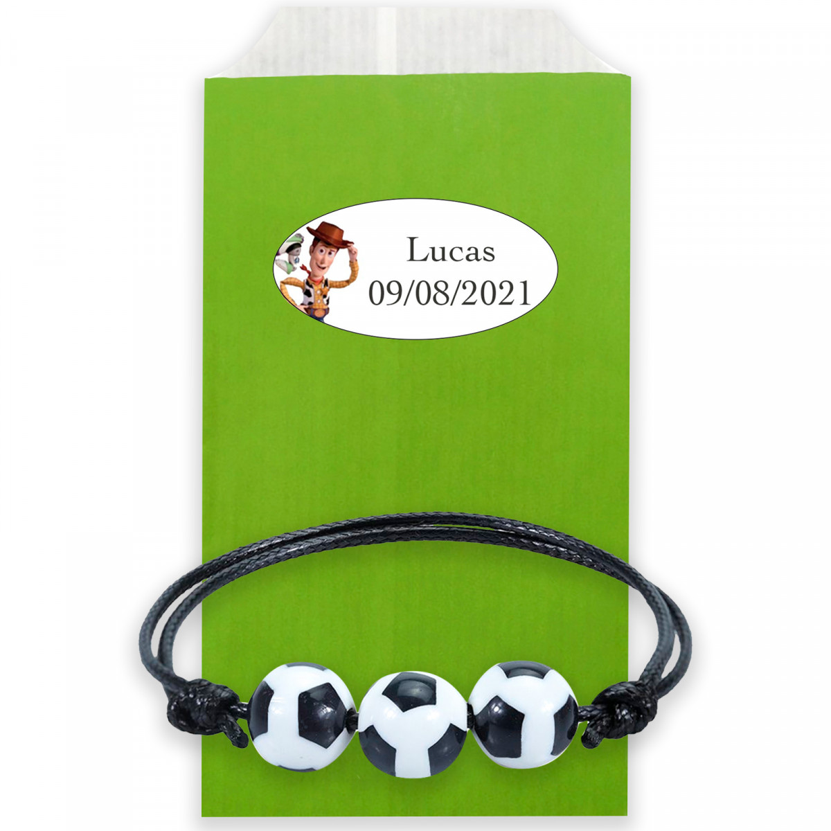Bracelet football dans enveloppe avec détails adhésifs personnalisés anniversaire
