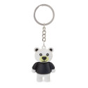 Trousse de toilette avec pompon et porte clés ours dans un sac avec autocollant cadeau