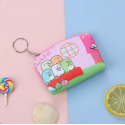 Portefeuille kawaii avec fermeture éclair et anneau pour accrocher