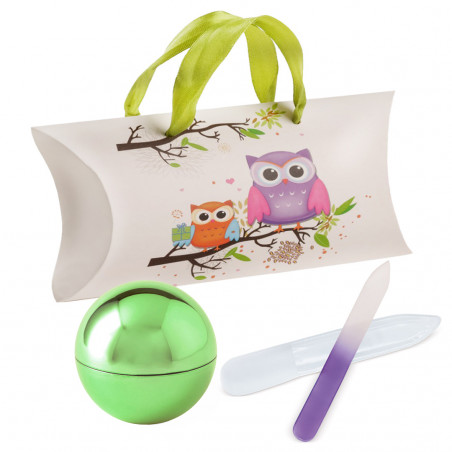 Baume à lèvres SPF 15 et lime à ongles en verre