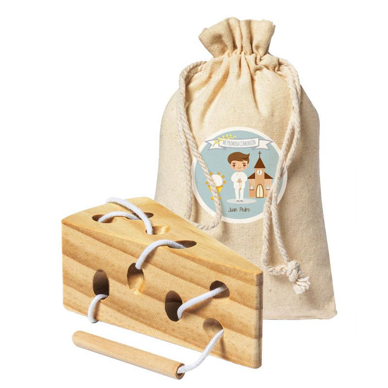 Jeu de puzzle de fromage avec autocollant de communion modifiable pour garçons