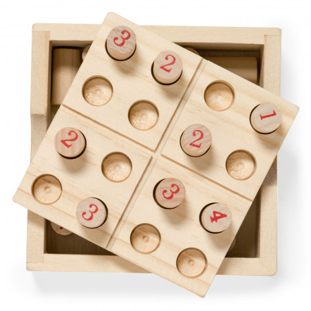 Sudoku en bois dans une boîte avec couvercle