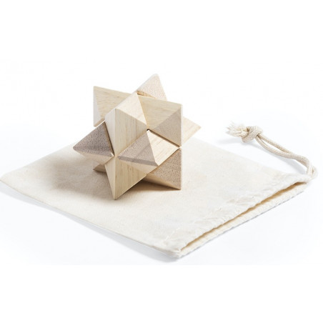 Puzzle présenté dans un sac en tissu avec un autocollant personnalisable pour un garçon de communion.