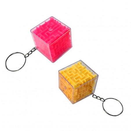 Porte-clés puzzle avec labyrinthe en forme de cube